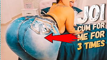 Big Ass Brunette In A Sexy Jeans Pants Twerking And Giving A Blowjob To Her Toy While Teasing Joi Jerk Off Instructions