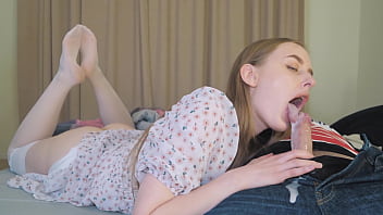 Stepdaughter Swallows Stepfather’s Load After Intense Throat Fucking
