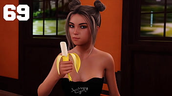 A Gorgeous Brunette Wearing A Messy Bun Enjoys A Banana In The Library – Being A Dik #69