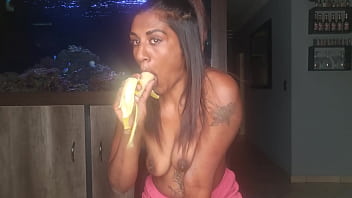 Desi Woman Teases While Sensually Licking And Deepthroating A Banana