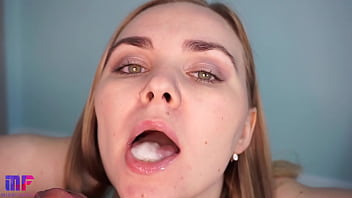 Young Woman Enjoys Oral Pleasure And Receives A Mouthful Of Satisfaction
