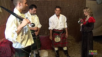 Three Guys Take Turns Roughly Double Penetrating The Kinky Blonde Milf In A Steamy Anal Group Session