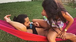 Lovely Latina Wife Jolla Enjoys Oral Pleasure While Relaxing In A Hammock