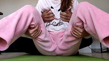 18-year-old Stepsister In Pajamas Teasing With Small Breasts And A Wet, Eager Pussy