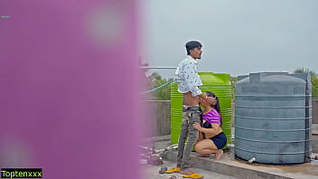 Hot Rooftop Sex In Hindi! Please Don’t Cum Inside My Pussy