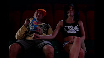 A Risky Public Handjob In The Dark Of The Theater