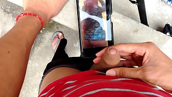 Out In The Yard, I’m Jerking My Thick Dick To A Video Of My Buddy Stripping Naked