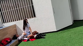 Naughty Schoolboys Caught Fucking On The Rooftop By Security Cameras