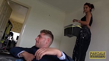 Redheaded Subslut In A Collar Gets Double Teamed And Dominated In A Hardcore Three-way